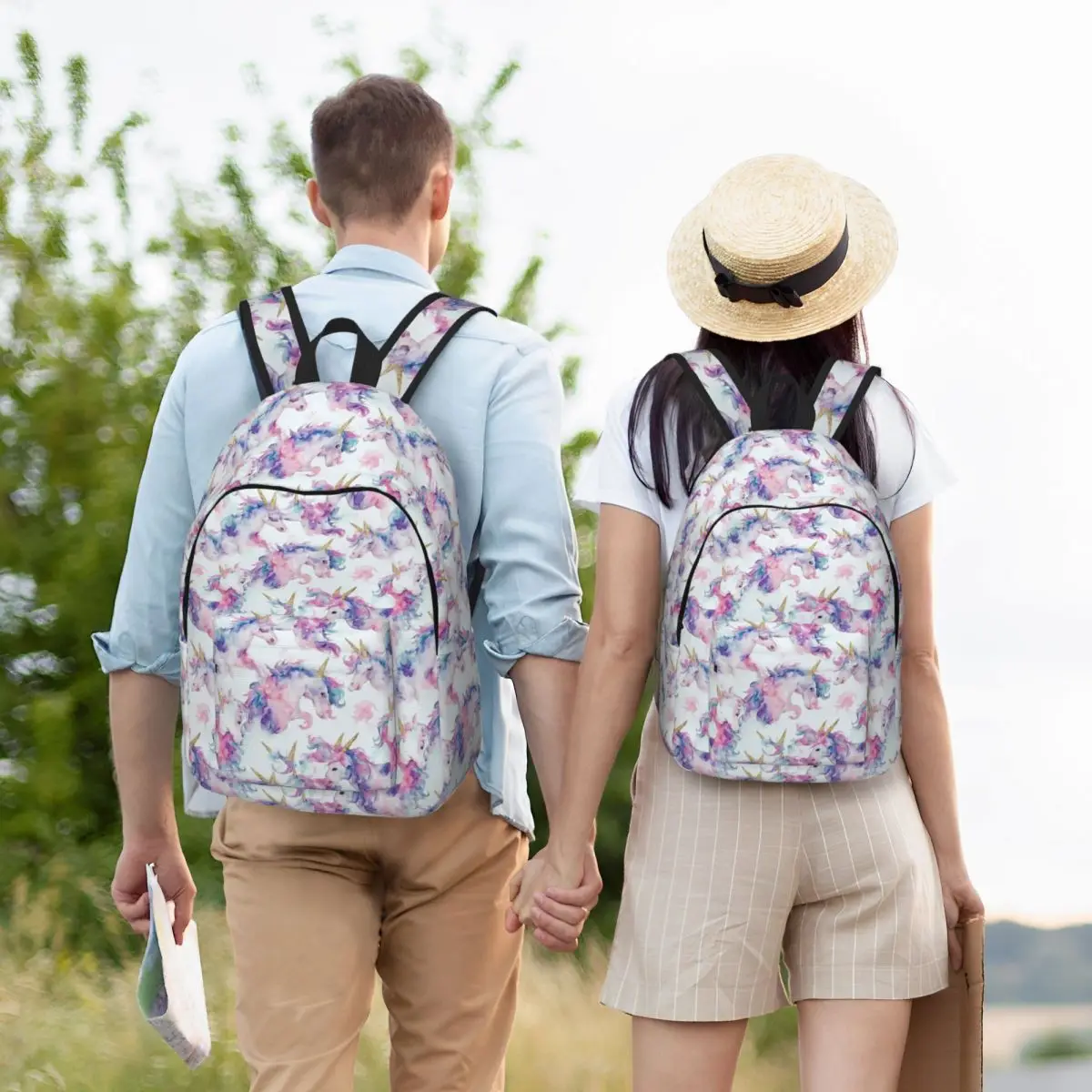 Zaino modello unicorno pastello ad acquerello per ragazzo ragazza bambini studente scuola Bookbag Cute Daypack borsa primaria prescolare escursionismo