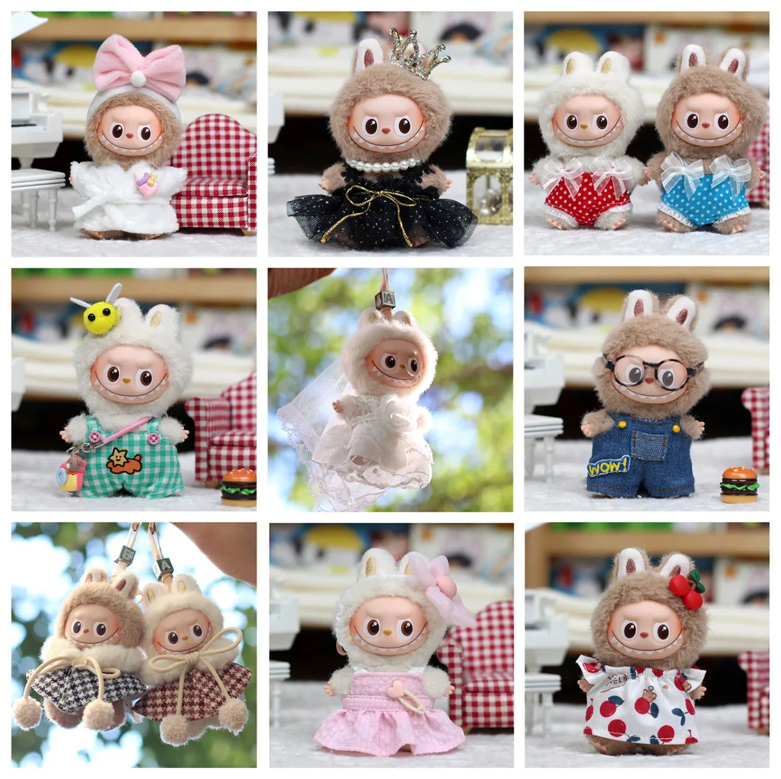 

For Labubu 4.0 Clotes The Monsters Pin for Love Series Bow Scarf Dress 7-10cm Doll Clothes Accessories