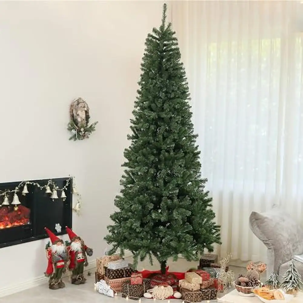 9ft Artificial Christmas Tree Xmas Tree Auto Open with Steel Base Holiday Décor Realistic Ambience with 2132 Branch Tips Home