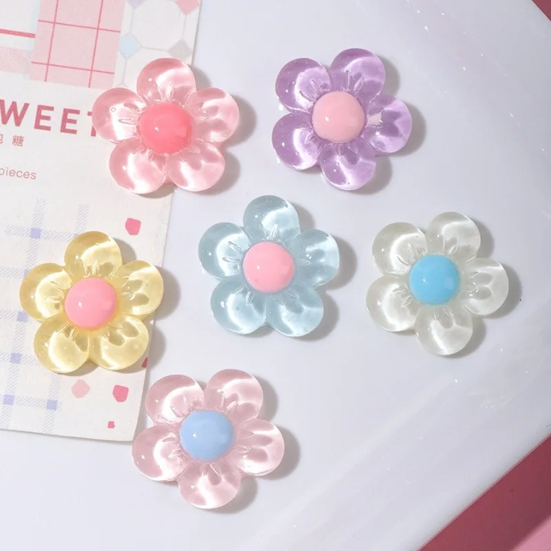 6pcs Cute Transparent Flower Fridge Magnets Colorful Floral Refrigerator Magnet Sticker Home Decoration Ornament Accessories