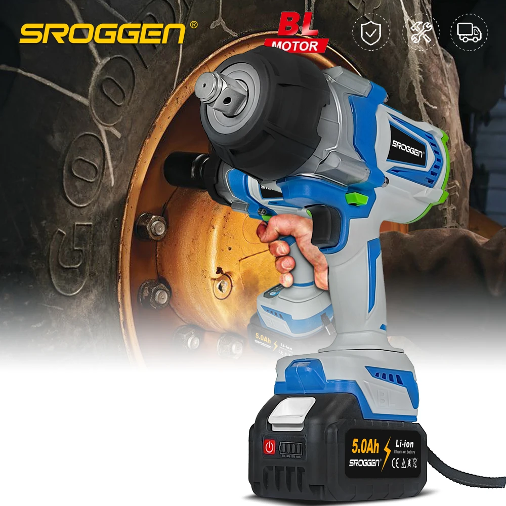 

SROGGEN 4100NM Brushless Electric Wrench 3/4 inch Cordless Impact Wrench Handheld Power Tool For Makita 18v Battery