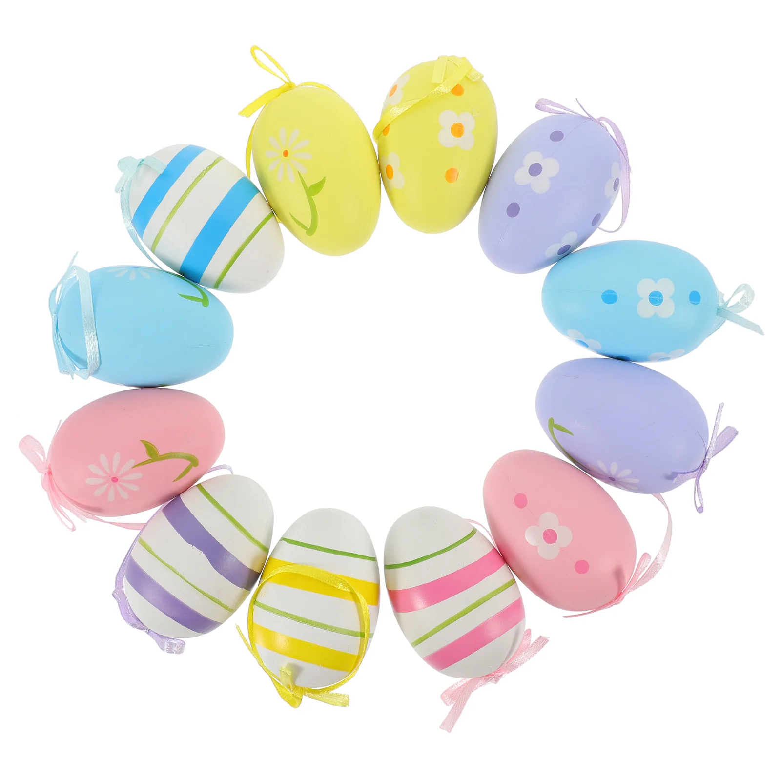 

12 Pcs Easter Eggs Hanging Ornament Accessories Decorative Plastic Tree Decorations