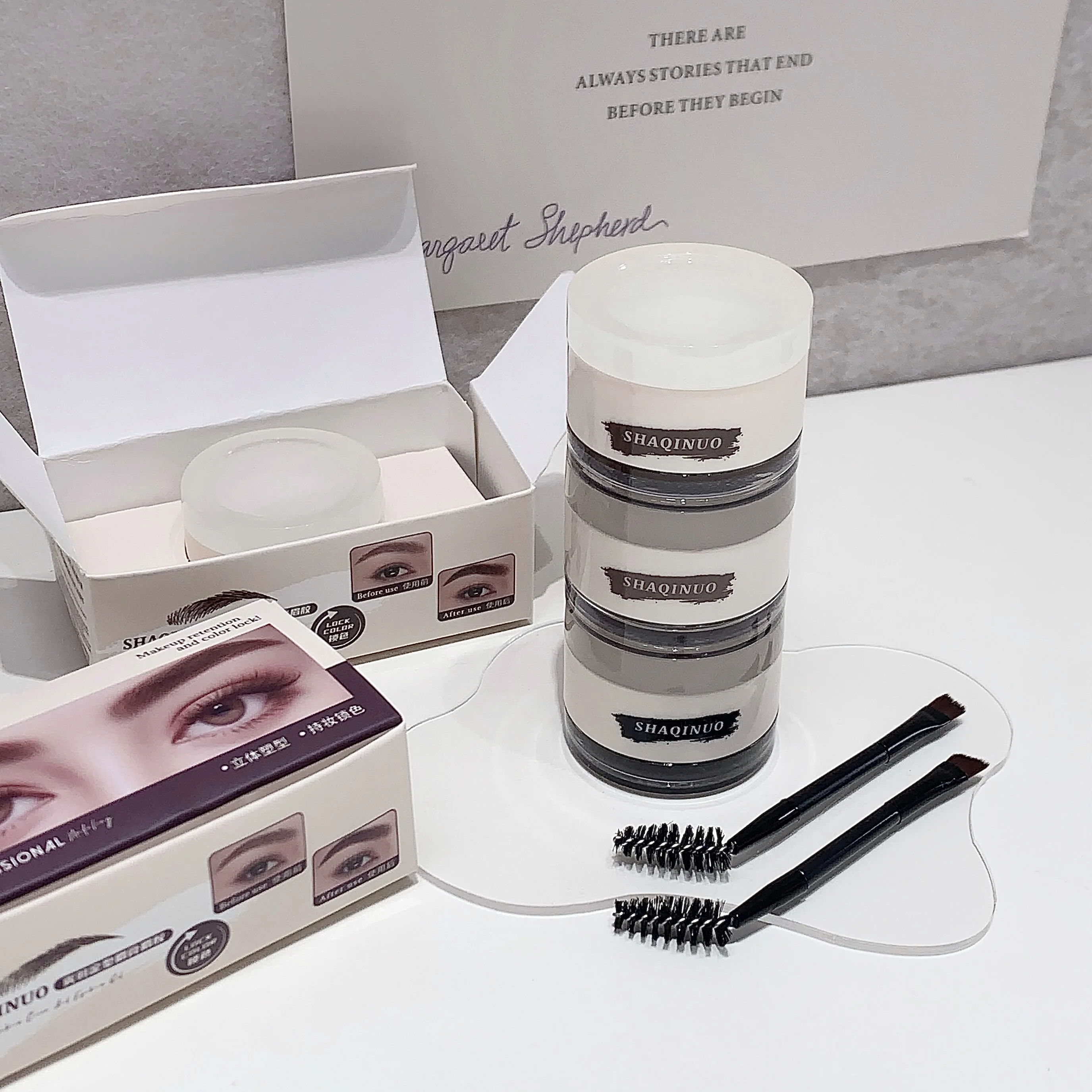 2-w-1 Pomada i żel do brwi Naturalny, długotrwały, łatwy w aplikacji, wodoodporny krem do brwi dla trójwymiarowych brwi