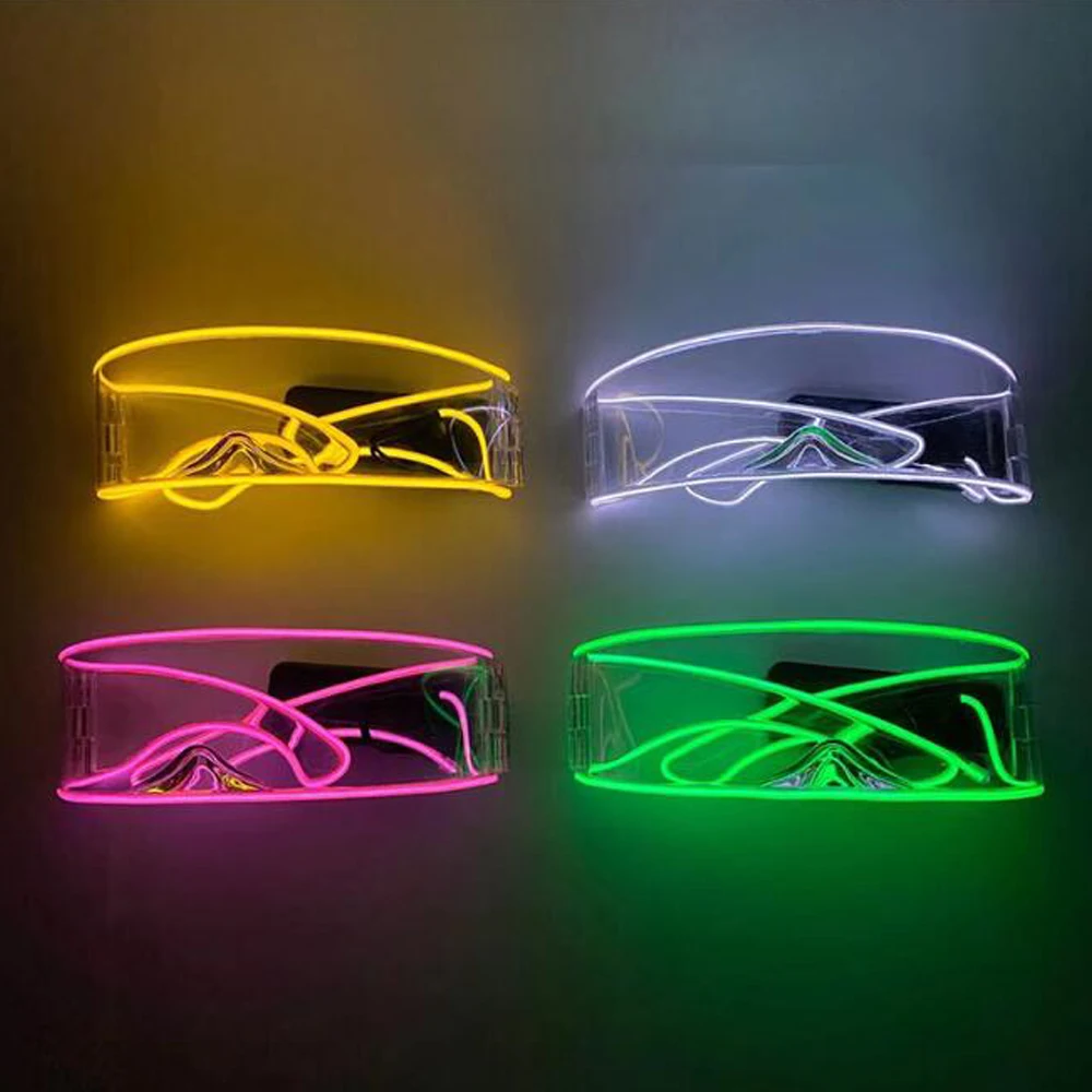 LED Light Up Óculos Rave para o Natal e Halloween, Luminous Visor Party