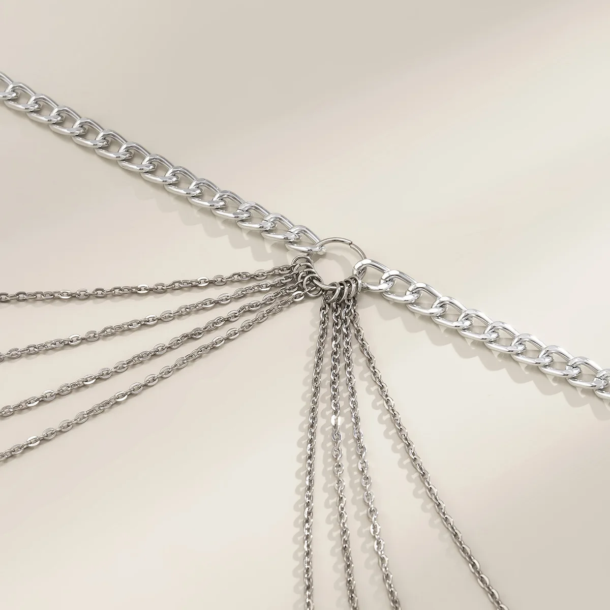 Waist Chain Fashion  Shape Fringe Belt with Geometric Links for Women Sexy Beach Holiday Party Wear Silver Waist Beads for Women view 4
