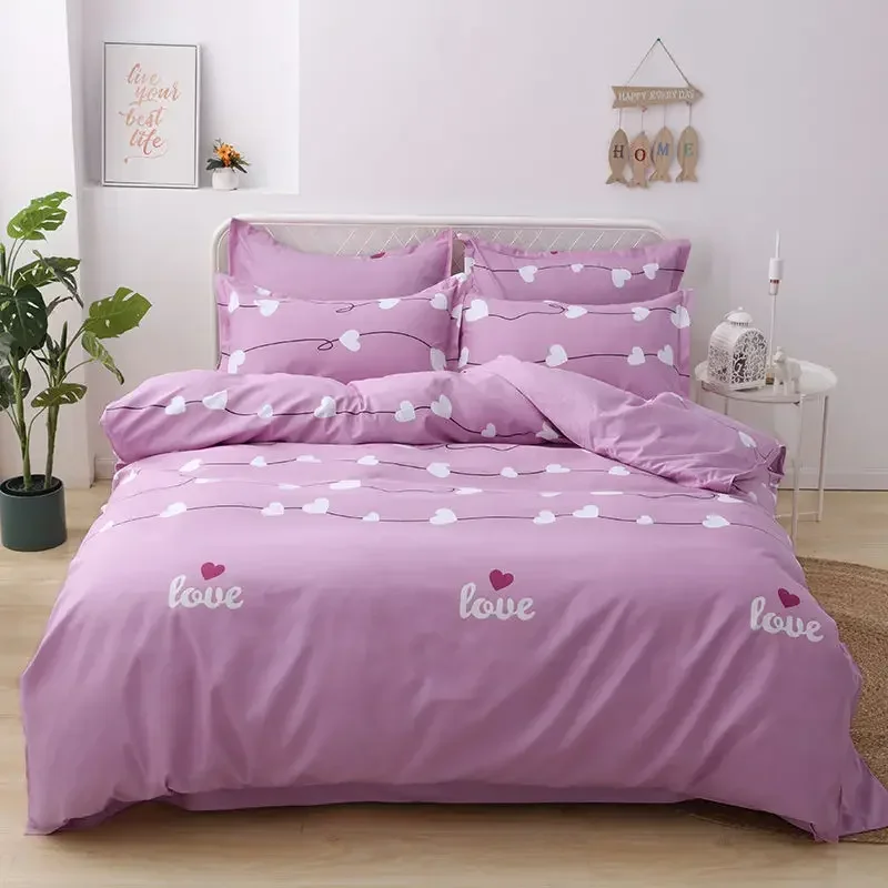 

Autumn and Winter Thickened Brushed Twill Four-piece Bedding Bed Linen Quilt Cover Three-piece 4-piece Bedroom Set