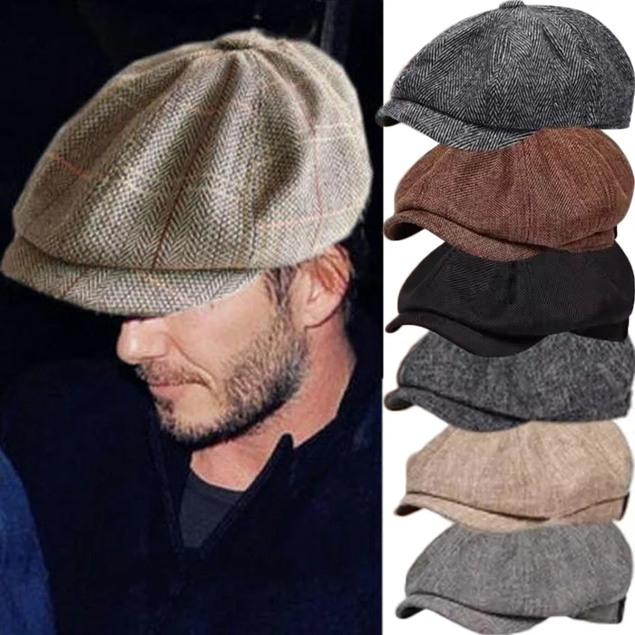Fashion Spring and Autumn Retro British Style Cap for Men Classic Vintage Luxury Octagonal Flat Cap Cotton Ascot Caps Beanie