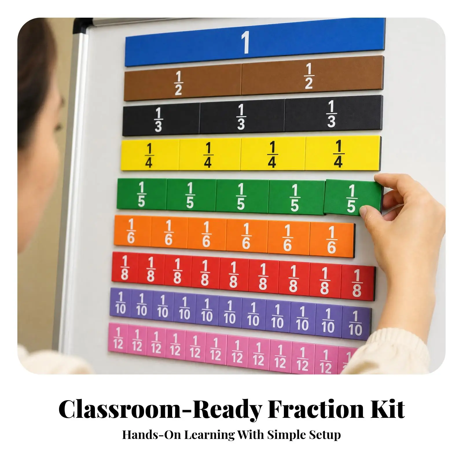 Magnetic Fraction Teaching Aid EVA Foam Math Manipulative for Elementary Classroom Whiteboard Lessons