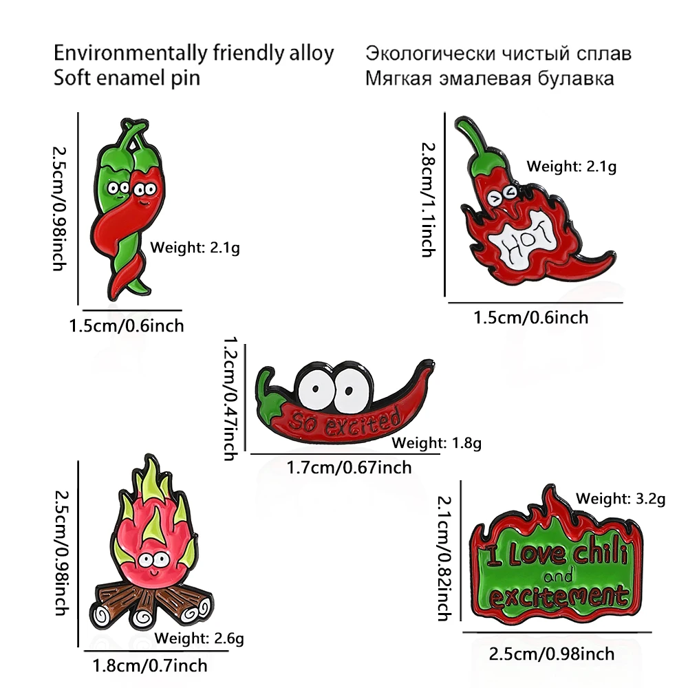 Cute red pepper fire creative styling jewelry brooch personalized clothing backpack decoration pin gift badge