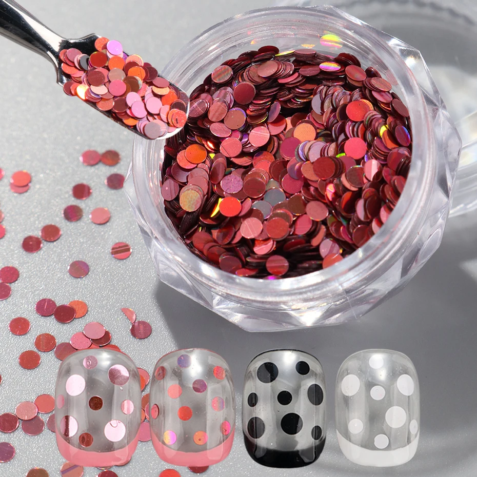 4 cores preto branco bolinhas arte do prego lantejoulas doce rosa circular encantos para unhas brilhantes lantejoulas diy manicure decoração