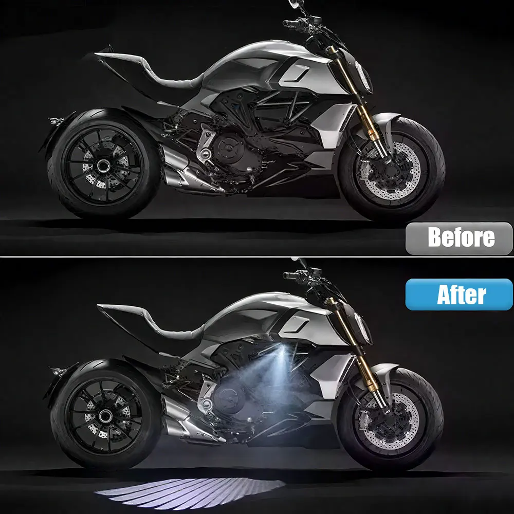 2pcs Motorbike Accessories Motorcycle Angel Wings Styling Warning Lamp Anti-collision Projection Welcome Atmosphere Laser Light