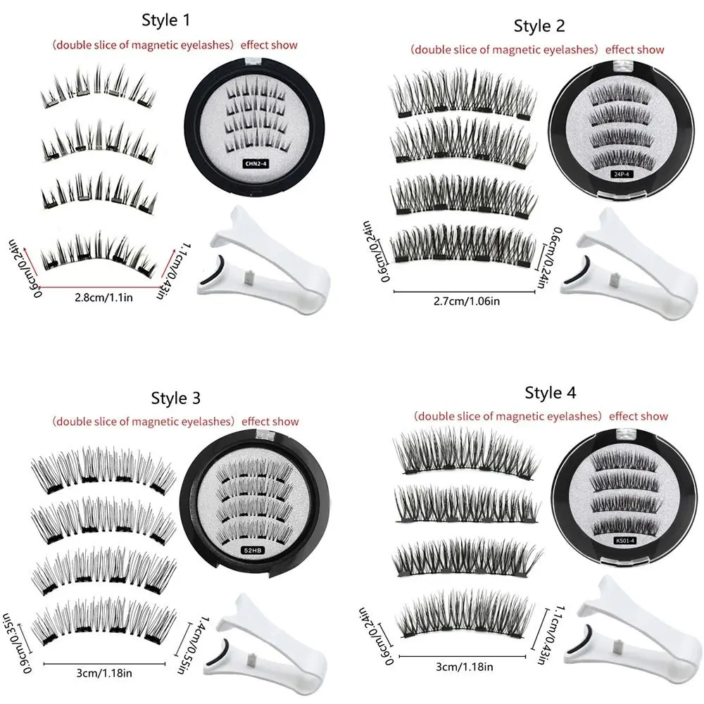 2 คู่อัพเกรดReusable Magnetic Eyelashes Full Stripธรรมชาติ 4 แม่เหล็กLashesกันน้ําFluffy Eyelashes Extensionกลางแจ้ง