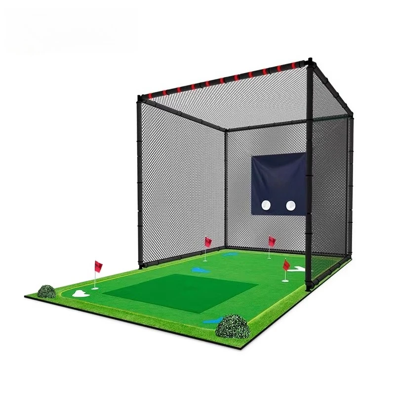 Golf Practice Net Stainless Steel Frame Indoor Outdoor Swing Training Percussion Cage Putting Green