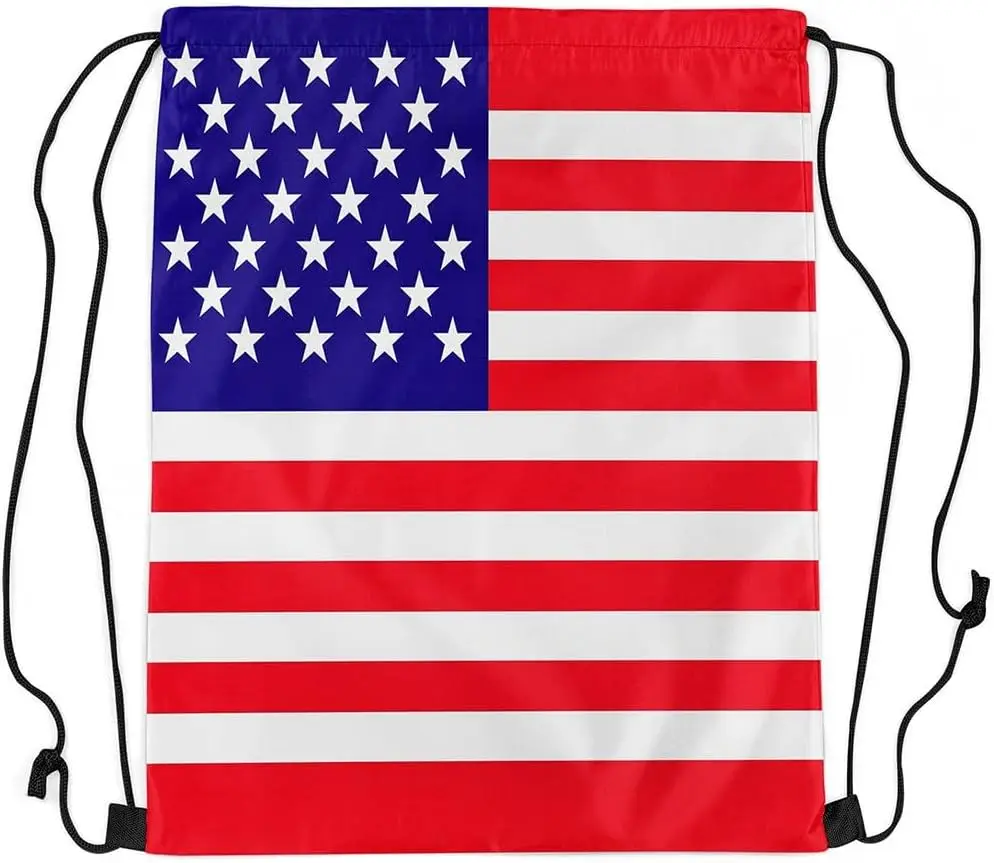American Flag Drawstring Backpack Drawstring Bags Printed Sports