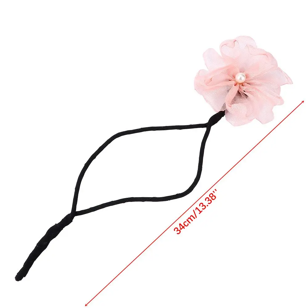 Donut Bun Shape Fashion Cute DIY Pearl Flower Hair Bun Hair Accessories Headband Hair Braider Headwear Hairband