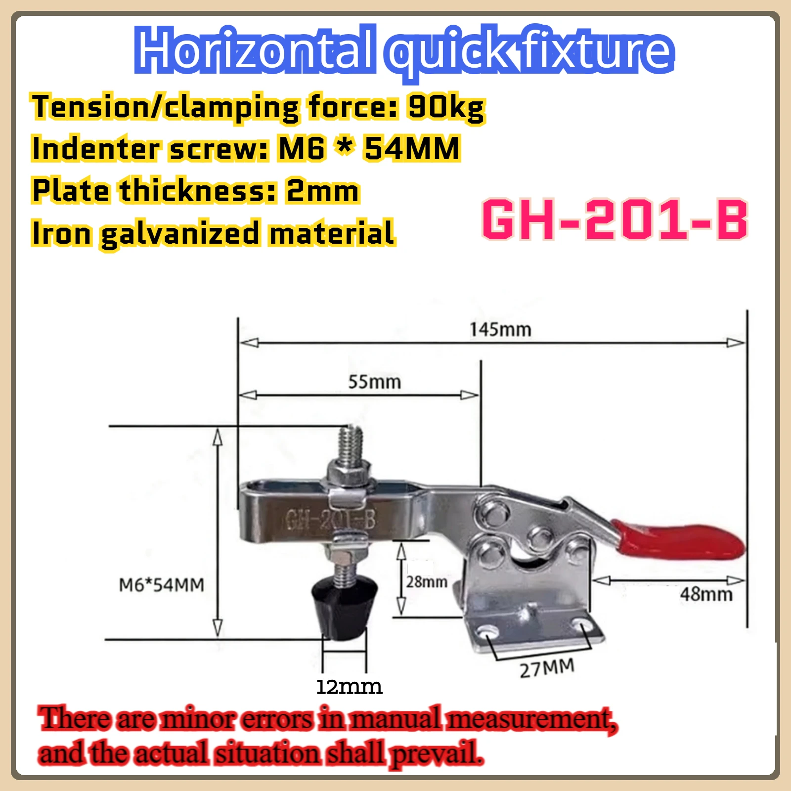 1PC/4PCS Hand-Tool GH-201B Quick Release Toggle Clamp  Horizontal Locking Lever Fastener Woodworking Fix Clip Tool