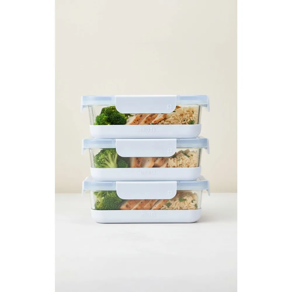 

10-Piece Glass Meal Prep Containers Set - 3.4 Cup Airtight Food Storage with Silicone Boot, Microwave & Dishwasher Safe