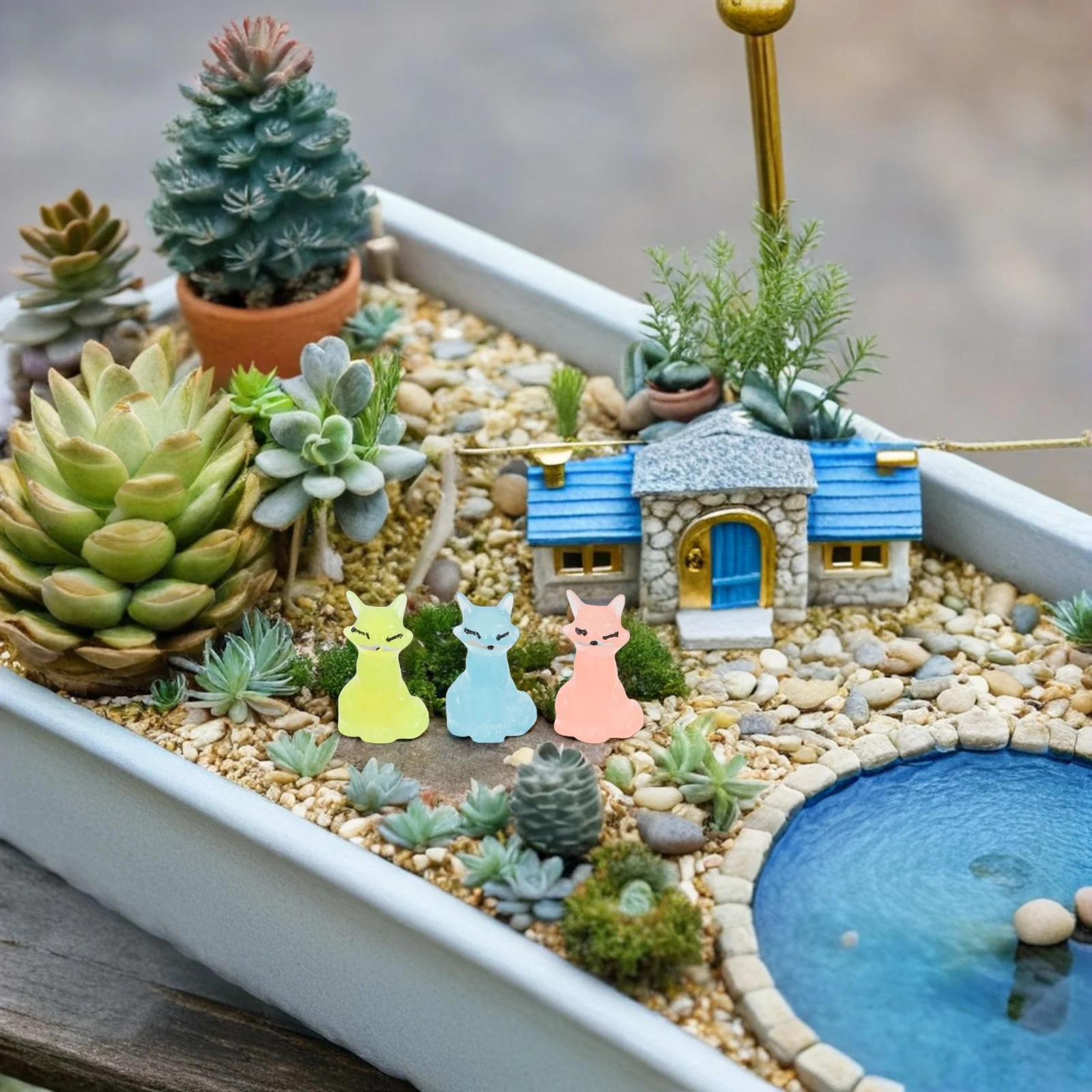 

30Pcs Luminous Fox Miniatures Glow-in-The-Dark Animals Desktop Accessories Fairy Garden Decor Micro Landscape Birthday Party