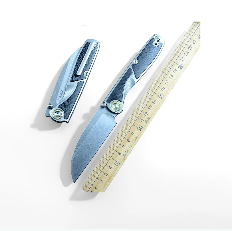 TWOSUN Pocket Folding Knife K110 Blade Carbon Fiber Titanium Handle for Gift Outdoor TS577