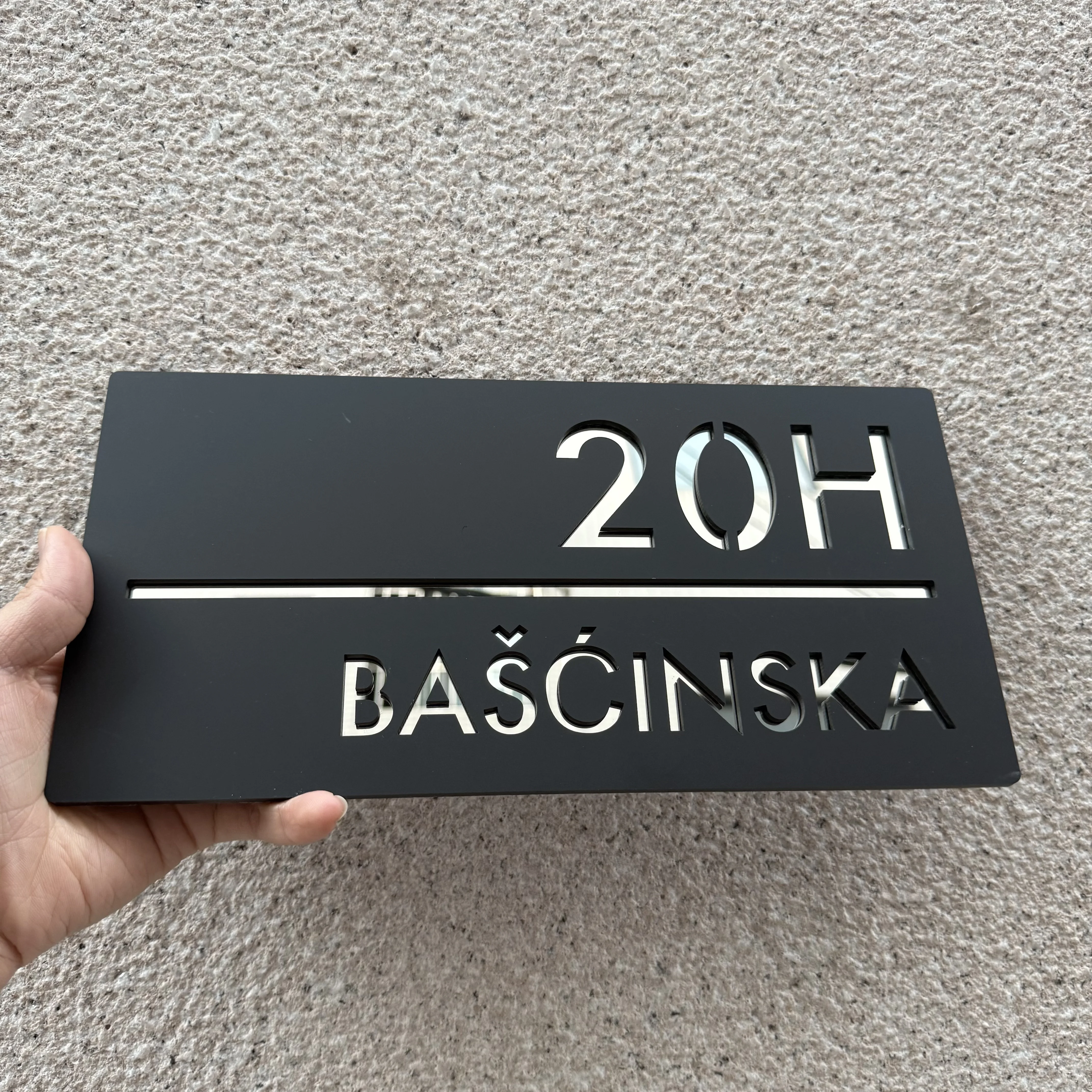 Custom Laser Cut 28/40/45cm Acrylic Modern 3D Floating House Number Sign Outdoor Street Name Waterproof Plate Matte Black White