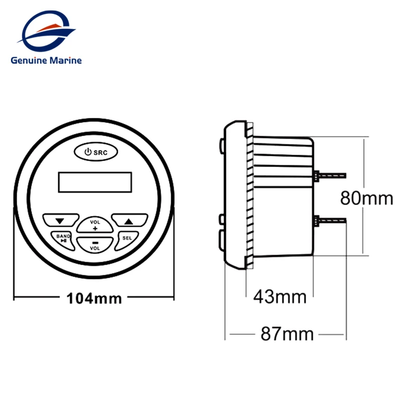 مركبة بحرية يخت سيارة RV مقاوم للماء BT / USB / مشغل MP3 #5