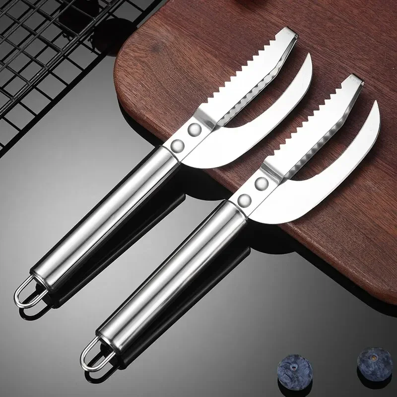 New 3 In 1 Stainless Steel Fish Scale Knife Scale Scraper Sawtooth Scraping Boning Filleting Cut Scrape Dig Maw Knife