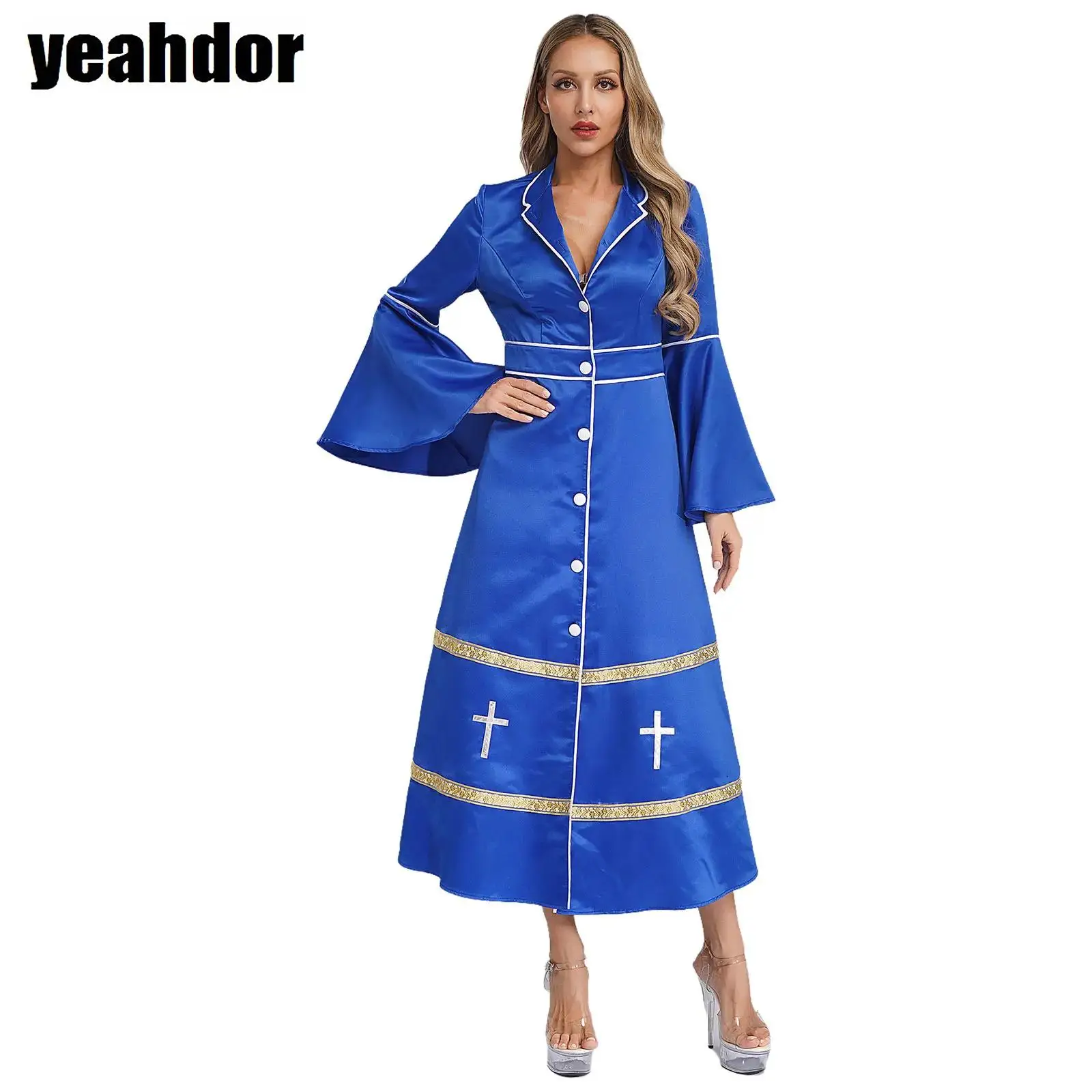 Medieval Priest Costume Church Pastor Robe Cos Mass Missionary Robe Cassock Clergy Minister Cosplay Pulpit Liturgical Vestments