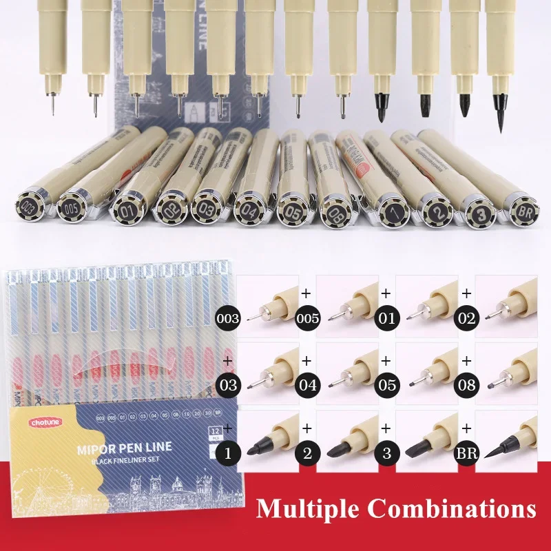 

Manga Black Fineliner Marker Pens Art Supplies Waterproof Sketching Sakura Pigma Micron Pens Pigment Liner Japanese Stationery