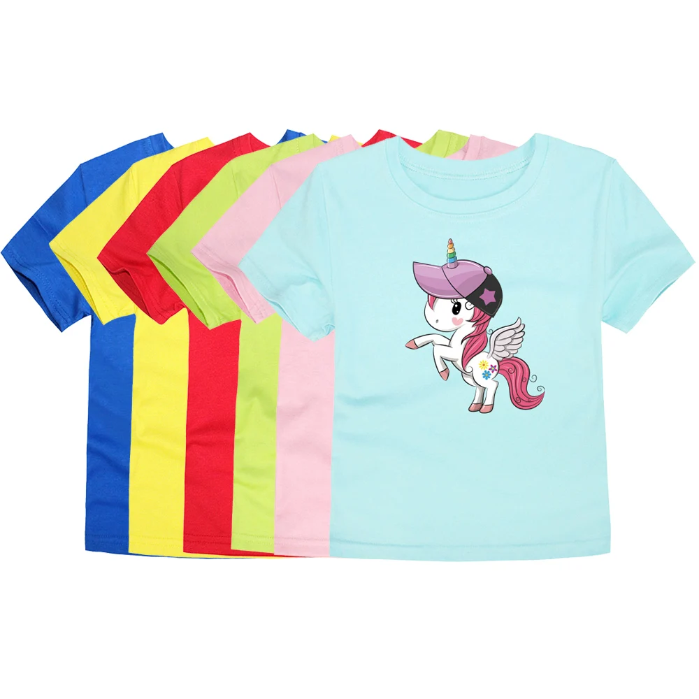 Unicorn Girls T Shirt for Kids 2 to 3 4 5 6 7 8 9 10 11 12 Years Cute Cartoon Summer Tops 2024 Toddler Girl Tshirt Short Sleeve
