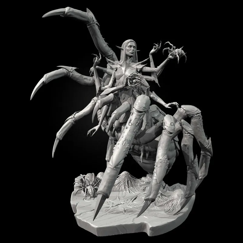 

60mm 85mm 105mm Resin Model Figure Spider Witch Gk Micro Miniature 3d Printed White Model Toy Unassembled And Unpainted Kit