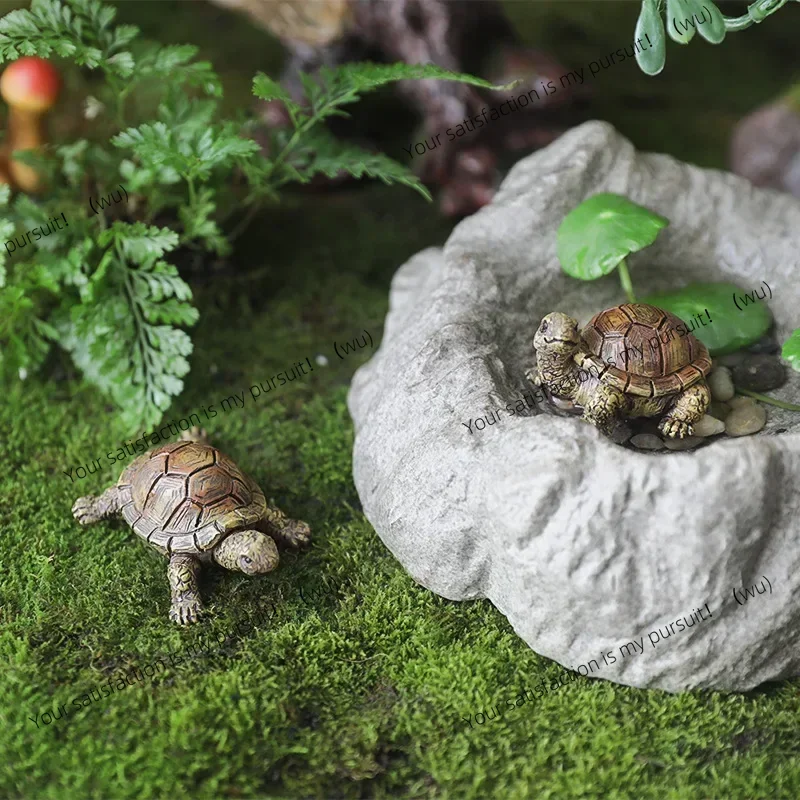 2 pieces resin turtle figurine microlandscape simulation turtle miniature aquarium flower pot decoration