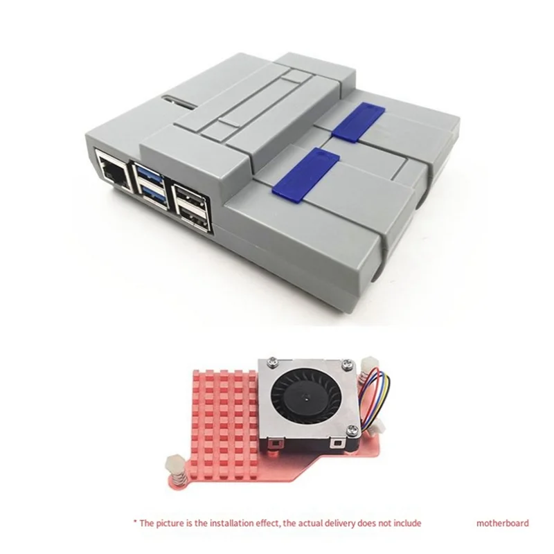 Kotak Konsol Game Casing Retro Heat Sink untuk Raspberry Pi Generasi ke-5 Kompatibel dengan Radiator Aktif