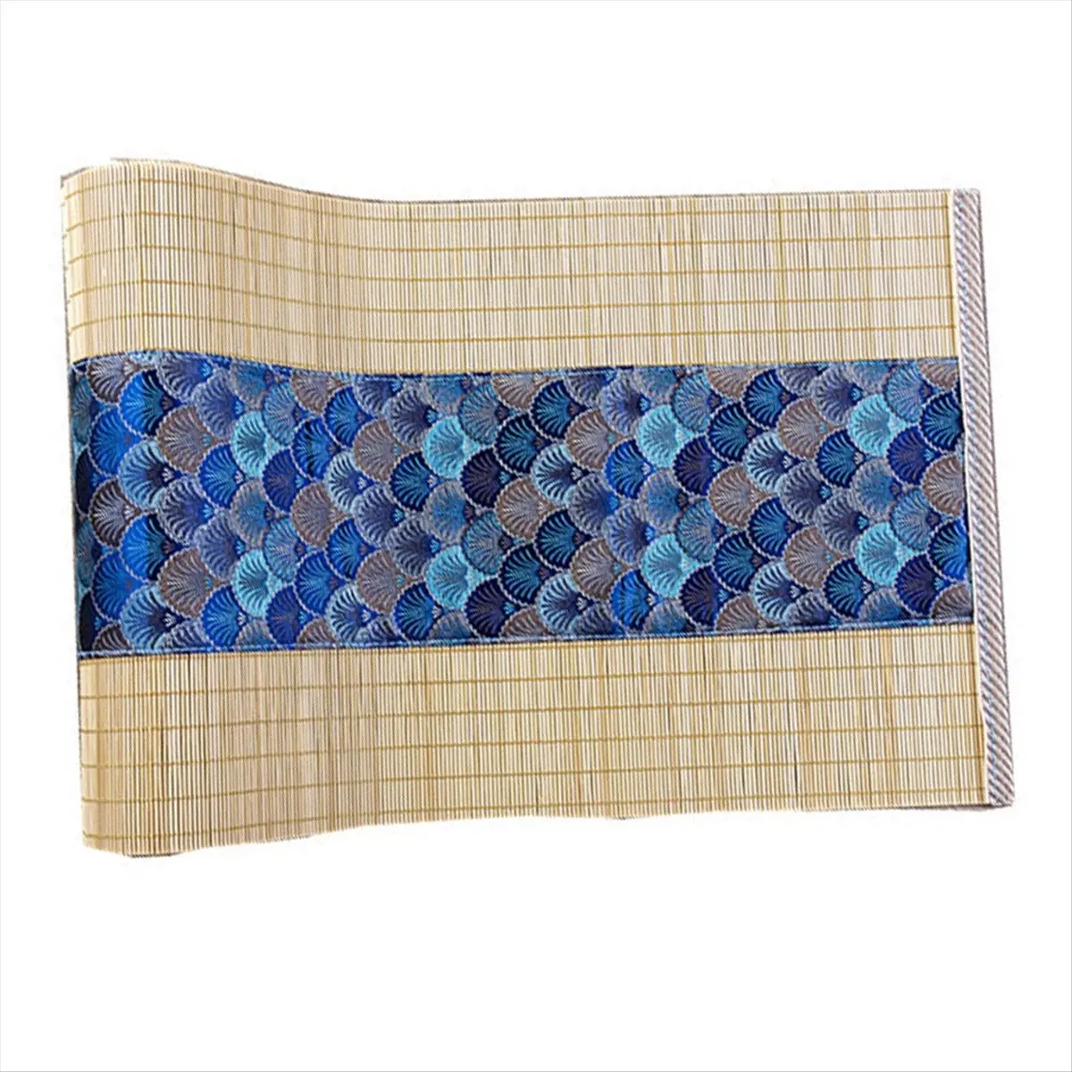 ABJS Asian Style Bamboo Table Runner Retro Table Mat Suitable for Kitchen, Dining Room and Bedroom Decoration. Royal Blue