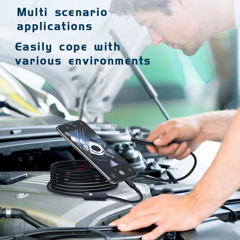 Android Endoscope 3 in 1 USB/Micro USB/Type-C Borescope Inspection Camera IP67 Waterproof for Smartphone Computers（5 meters）