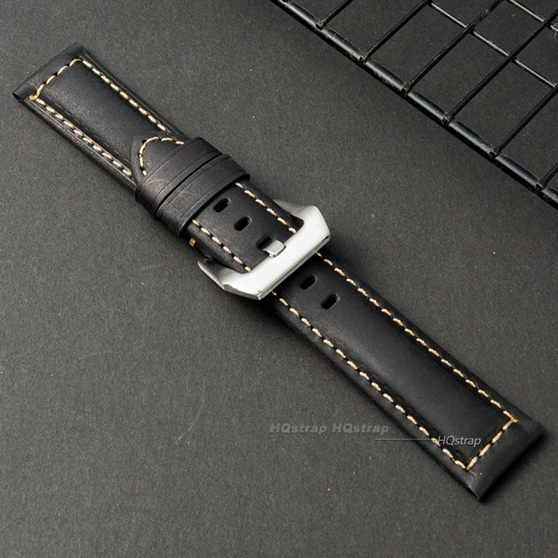 New Style Vintage Leather Watchband for Panerai 20mm 22mm 24mm 26mm Cowhide Handmade Thick Line Strap Watch Accessories Bracelet