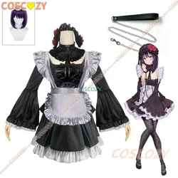 Anime My Dress Up Darling Marin Kitagawa Cosplay Costume Wig Headwear Women Sexy Maid Costume Full Set Black Uniform Dress