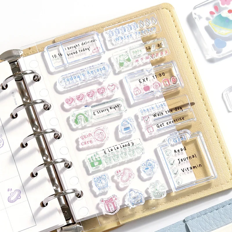 NOTE FOR Loose-leaf Silicone Seal, Life Record Seal, Korean A7M5 Handbook Plan Stamp Collage Material Background Stamps