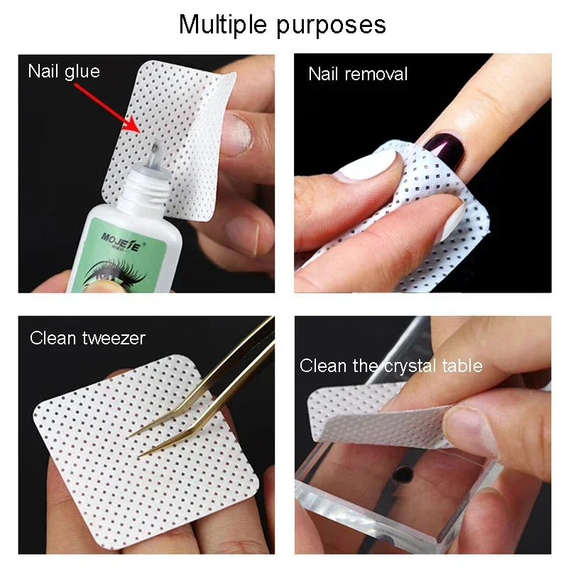 200 قطعة مزيل الصمغ رمش مسح خالية من الوبر مسمار البولندية القطن مناديل هلام تلميح مسمار الفن الأنظف مزيل ورقة نظافة منصات مع صندوق