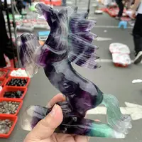 15-20MM Natural Rainbow Fluorite Horse Carving Animal Reiki Healing Fengshui Stone Holiday Crafts Gifts 1pcs
