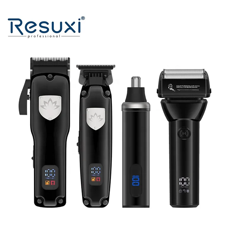 

Resuxi 944 Men's Grooming Set Professional Electric Hair Clipper Trimmer Nose Trimmer Set Salon 2000mAh Cordless for Barber