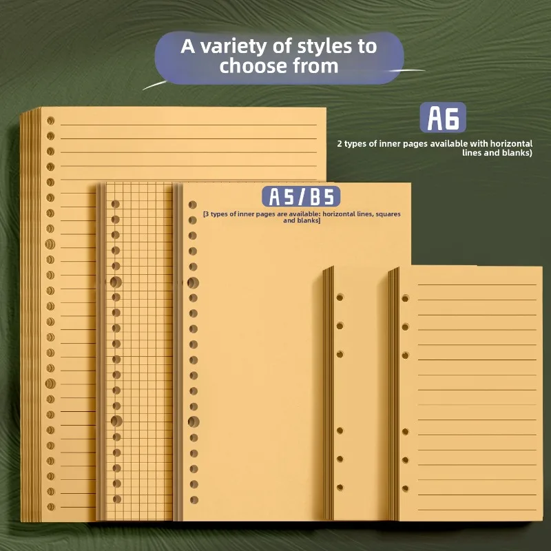 60 Blatt A6/A5/B5 Kraftpapier Nachfüllblätter, Verdicktes Notizbuch-Ersatzpapier, Innenseiten für Notizbücher – Detail 5