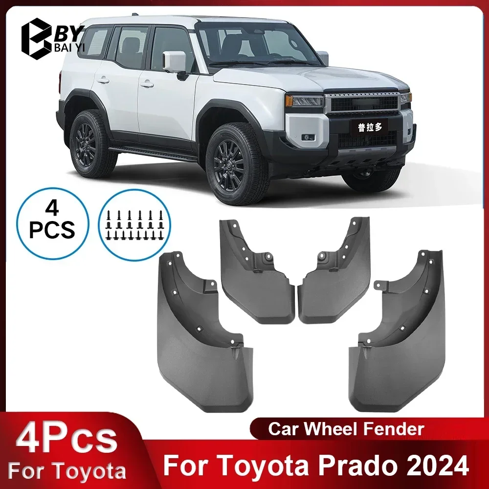 

4 шт. автомобильные брызговики подходят для Toyota Prado 2024, автомобильные шины, мягкие резиновые брызговики, аксессуары для защиты автомобиля
