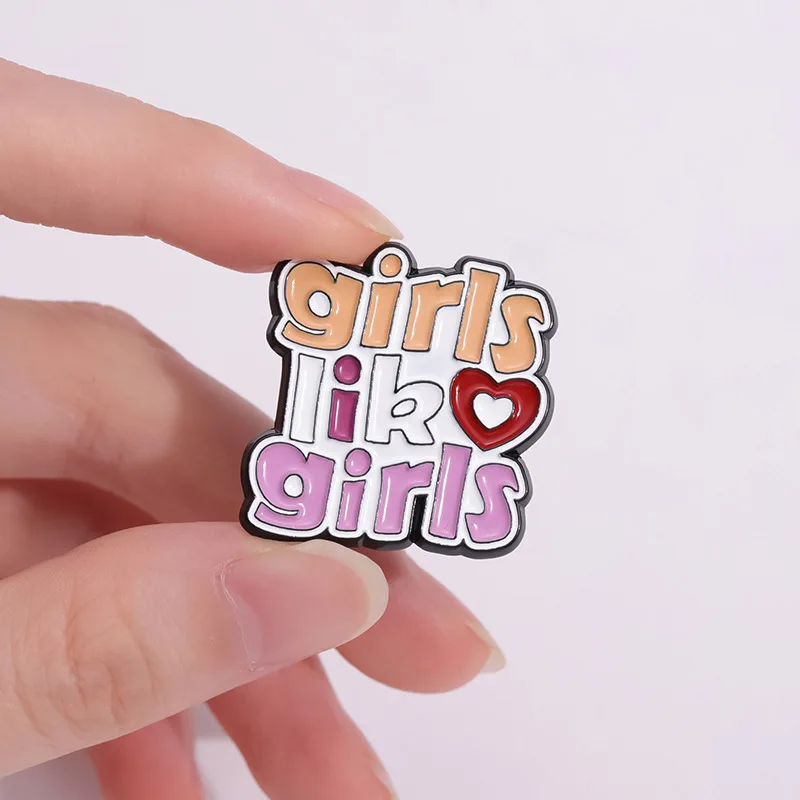 Girls Like Girls Enamel Pin LGBTQ Pride Homosex She Is Gay Im She Rainbow Heart Brooch Lapel Backpack Badge Jewelry Gifts