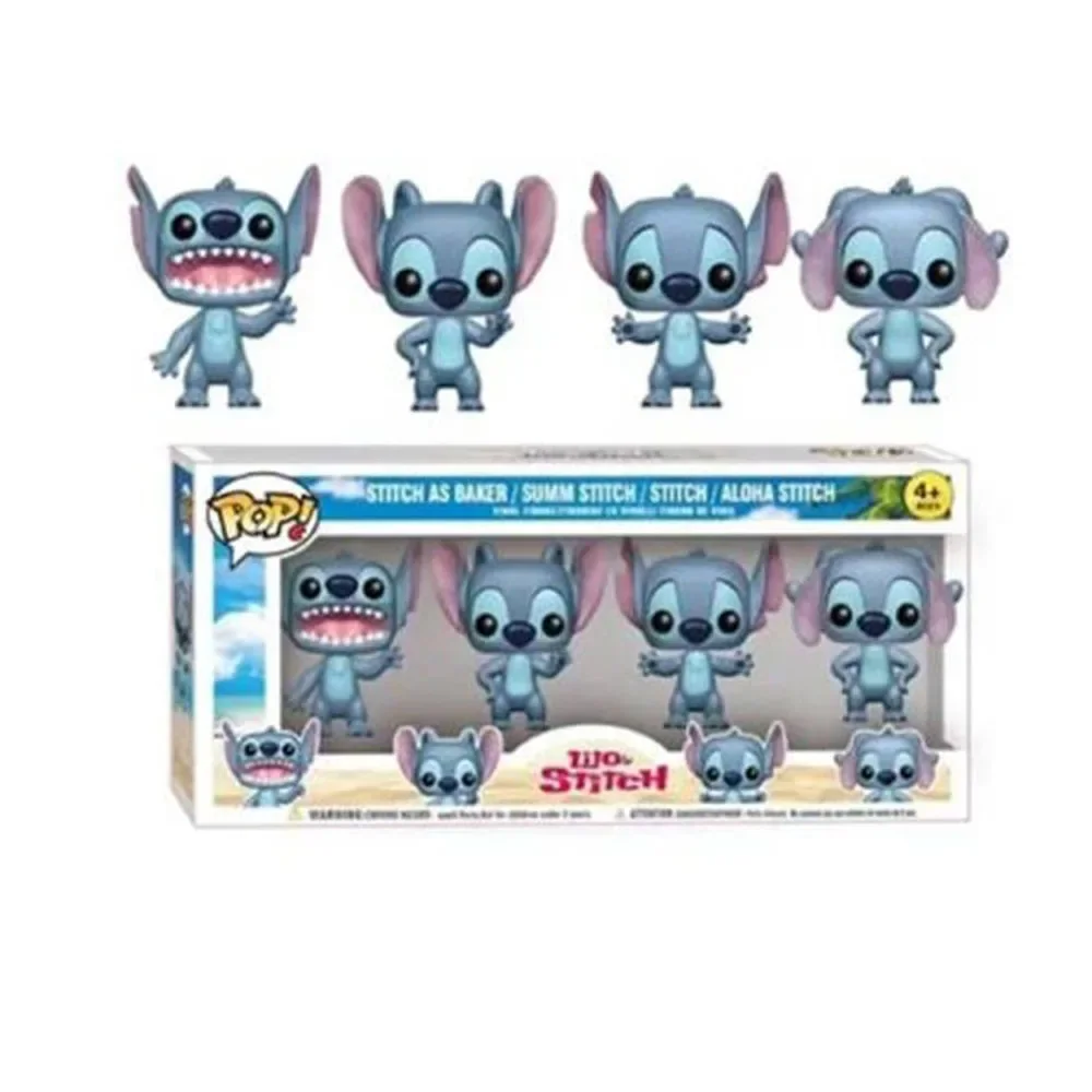 Anime Figure Toy 4Pcs Sales Funko Pop Stitch Anime Collectible Action Pvc Model Doll Bluey Kids Birthday Gifts