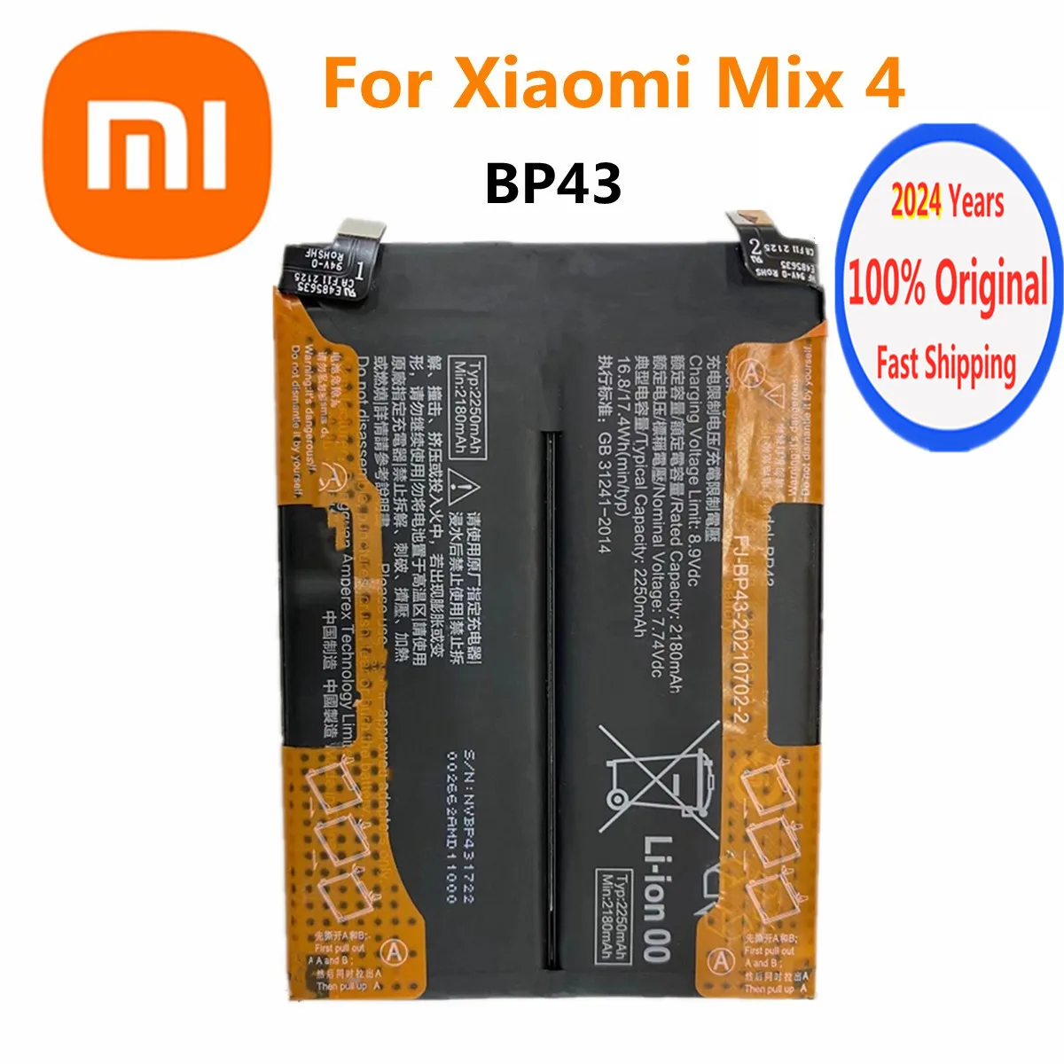 

2024 Years Xiao mi Original Battery BP43 For Xiaomi Mix 4 Mix4 Mobile Phone Battery Bateria Batteries In Stock Fast Shipping