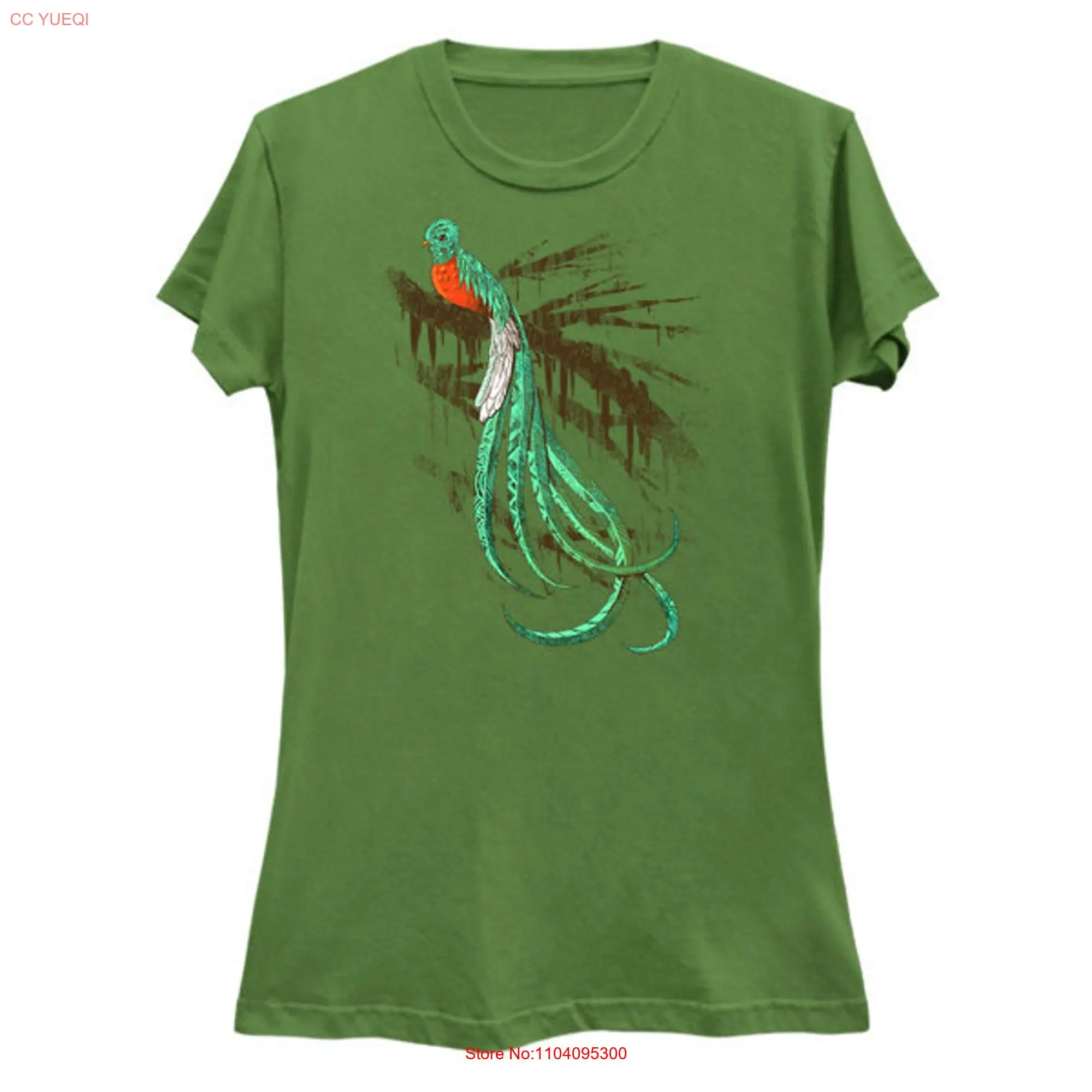 Quetzal Ladies Slim T Shirt bird beautiful tee long or short sleeves