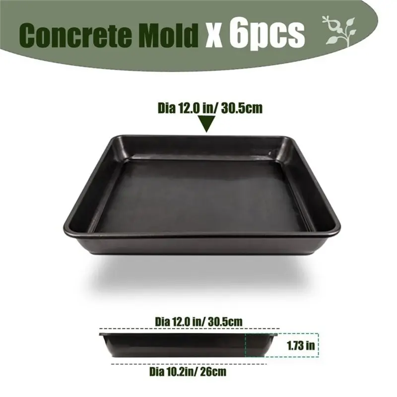 【HOUSEHOLD GOODS】6 Pcs Stepping Stone Mold-Reusable Square Plastic Paver Molds For Concrete, DIY Form For Walkway, Patio None Ce