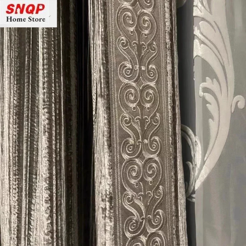 European Curtain Light Luxury High-end Velvet Curtains For Living Room And Bedroom Villa Blackout Customization Window Screen