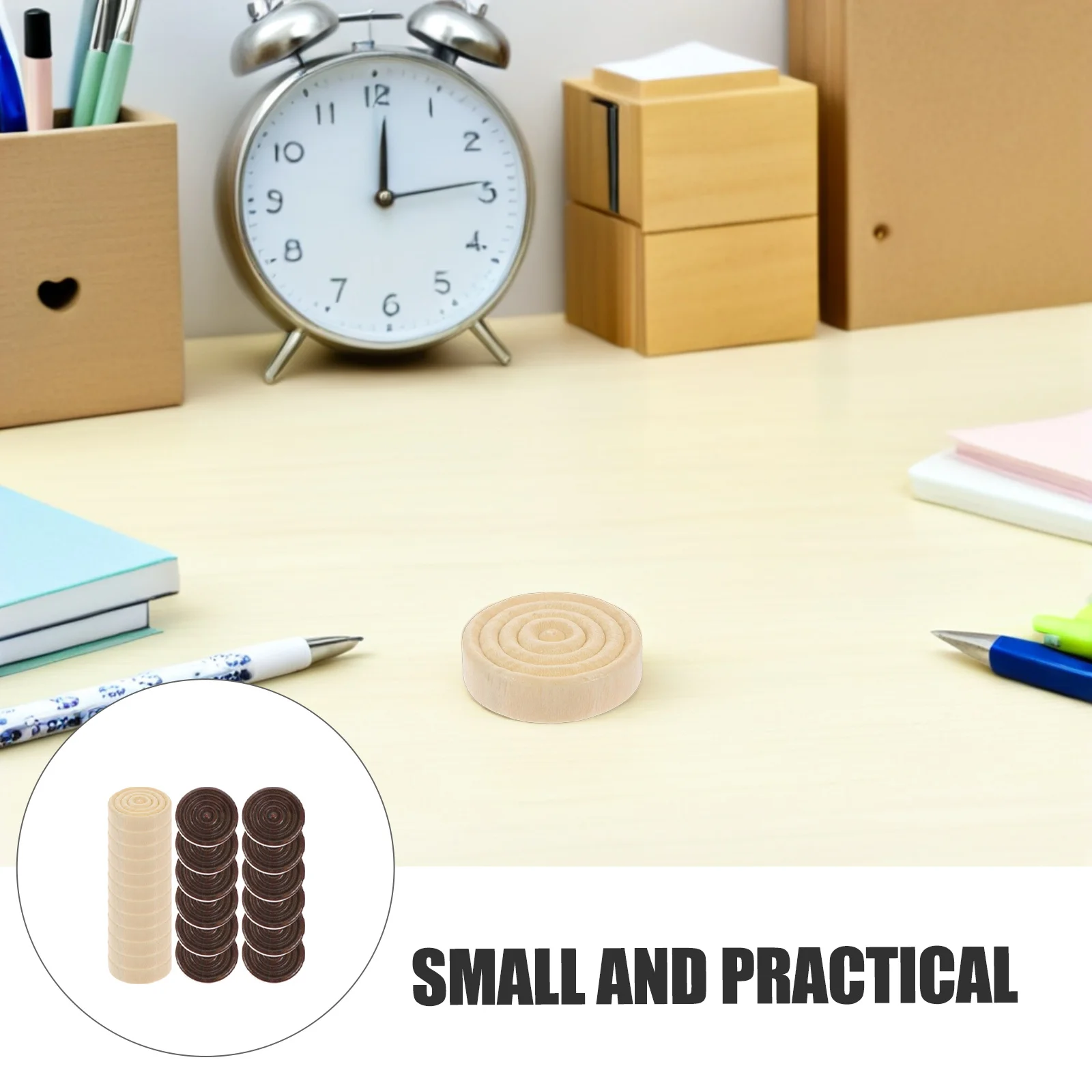 

24Pcs Wooden Checkers Pieces Replacement Set Lightweight Round Polished Board Game Accessory Pieces