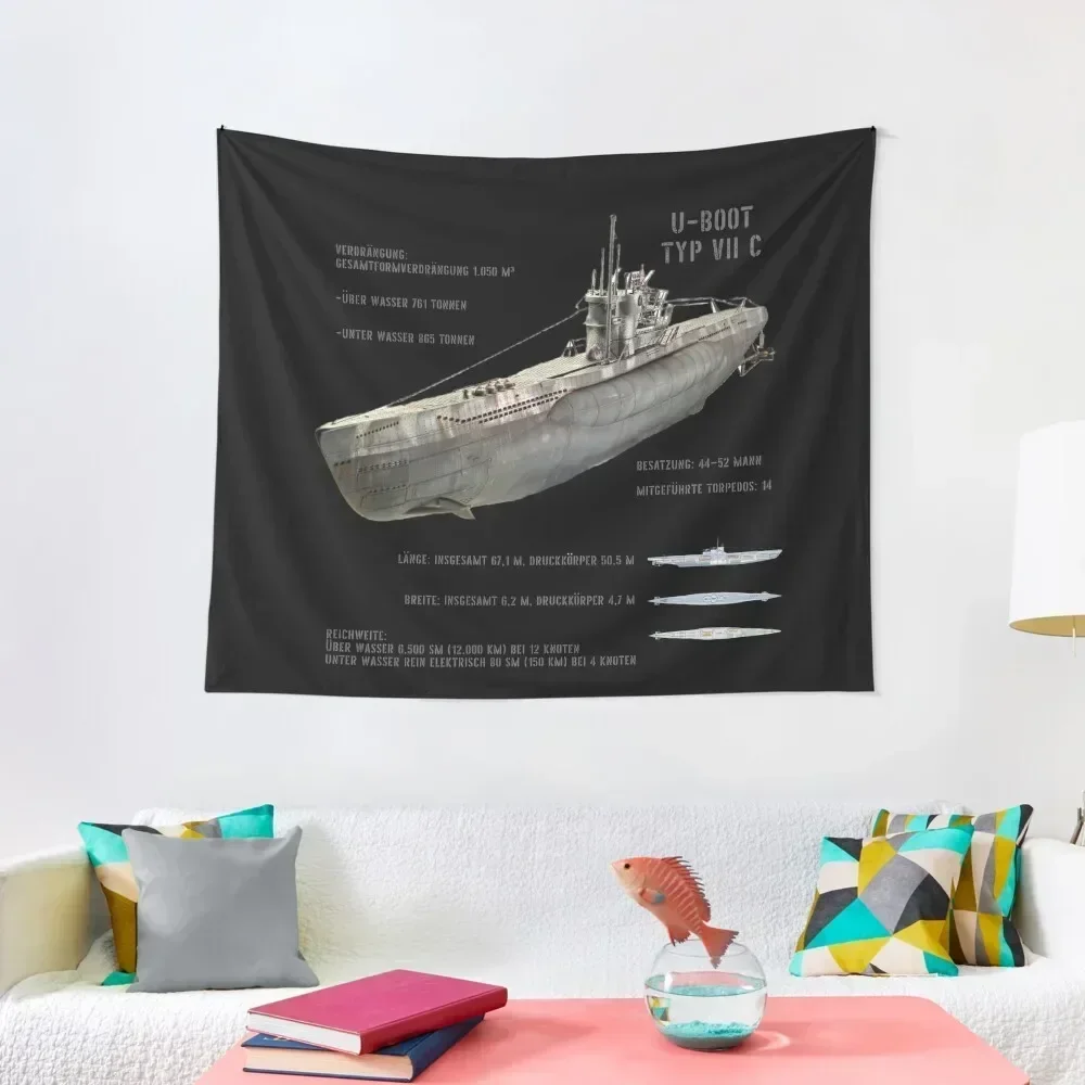 German U-Boat Type VII C Kriegsmarine WW2 in German Tapestry Room Decor Wall Deco Decor Home Decoration For Rooms Tapestry